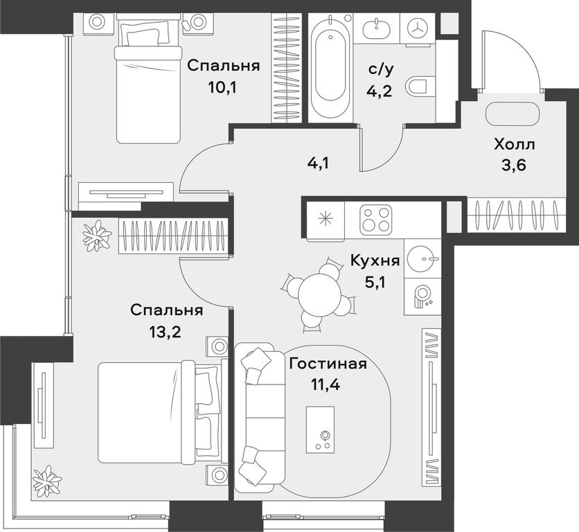 1-BD Apartment Sale, 51.7 sq. m. at Alia, Lyotnaya Street, 95Бк2, Moscow, Russia #1 1-BD Apartment Sale, 51.7 sq. m. at Alia, Lyotnaya Street, 95Бк2, Moscow, Russia #1