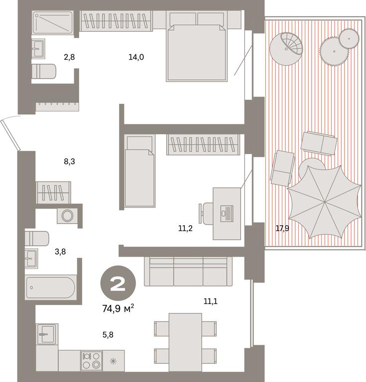 1-BD Apartment Sale, 74.9平方米 at Kvartal Metronom, Tagilskaya Street, Moscow, Russia #1 1-BD Apartment Sale, 74.9平方米 at Kvartal Metronom, Tagilskaya Street, Moscow, Russia #1