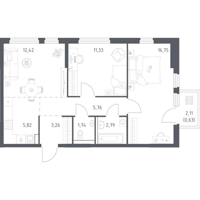 1-BD Apartment Sale, 60.5 sq. m. at Prigorod Lesnoe, Molodyozhny bulvar, 6, derevnya Misaylovo, Leninskiy City District, Moscow Region, Russia #1 1-BD Apartment Sale, 60.5 sq. m. at Prigorod Lesnoe, Molodyozhny bulvar, 6, derevnya Misaylovo, Leninskiy City District, Moscow Region, Russia #1