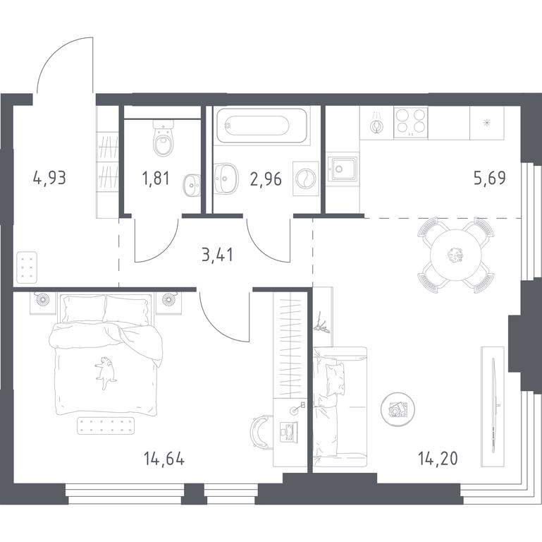 Продажа квартиры, 47,64 м² в ЖК «Пригород Лесное», Молодёжный бульвар, 6, деревня Мисайлово, Ленинский городской округ, Московская область, Россия #1