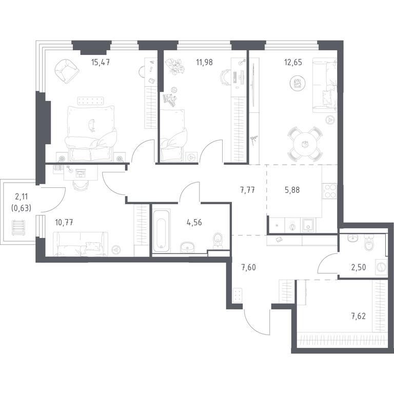 2-BD Apartment Sale, 87.43 sq. m. at Prigorod Lesnoe, Molodyozhny bulvar, 6, derevnya Misaylovo, Leninskiy City District, Moscow Region, Russia #1 2-BD Apartment Sale, 87.43 sq. m. at Prigorod Lesnoe, Molodyozhny bulvar, 6, derevnya Misaylovo, Leninskiy City District, Moscow Region, Russia #1
