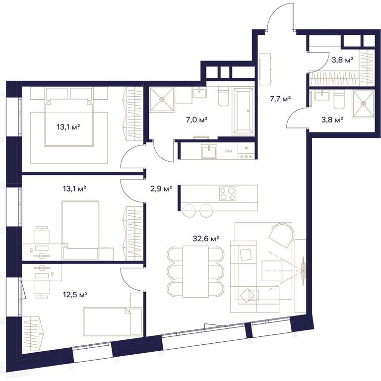 3-BD Apartment Sale, 96.5 sq. m. at Soyuz, Selskokhozyaystvennaya Street, Moscow, Russia #2 3-BD Apartment Sale, 96.5 sq. m. at Soyuz, Selskokhozyaystvennaya Street, Moscow, Russia #2