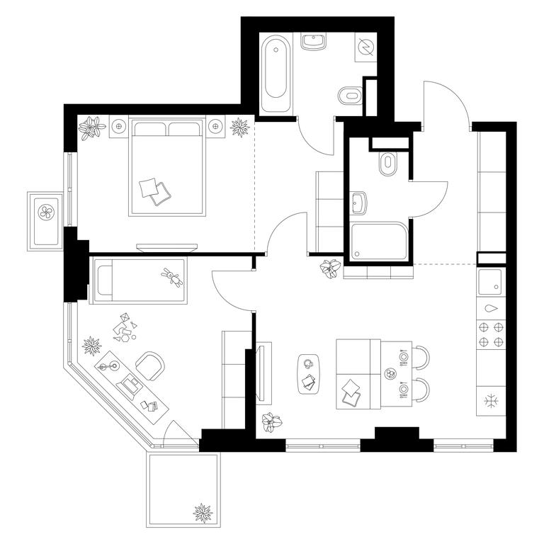 2-BD Apartment Sale, 54.2 sq. m. at Kavkazskiy Bulvar 51, Kavkazsky Boulevard, 51с3, Moscow, Russia #1