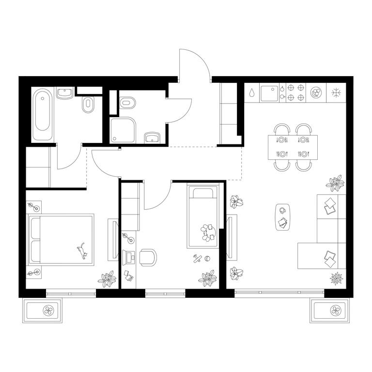 2-BD Apartment Sale, 55.4平方米 at Kavkazskiy Bulvar 51, Kavkazsky Boulevard, 51с3, Moscow, Russia #1 2-BD Apartment Sale, 55.4平方米 at Kavkazskiy Bulvar 51, Kavkazsky Boulevard, 51с3, Moscow, Russia #1