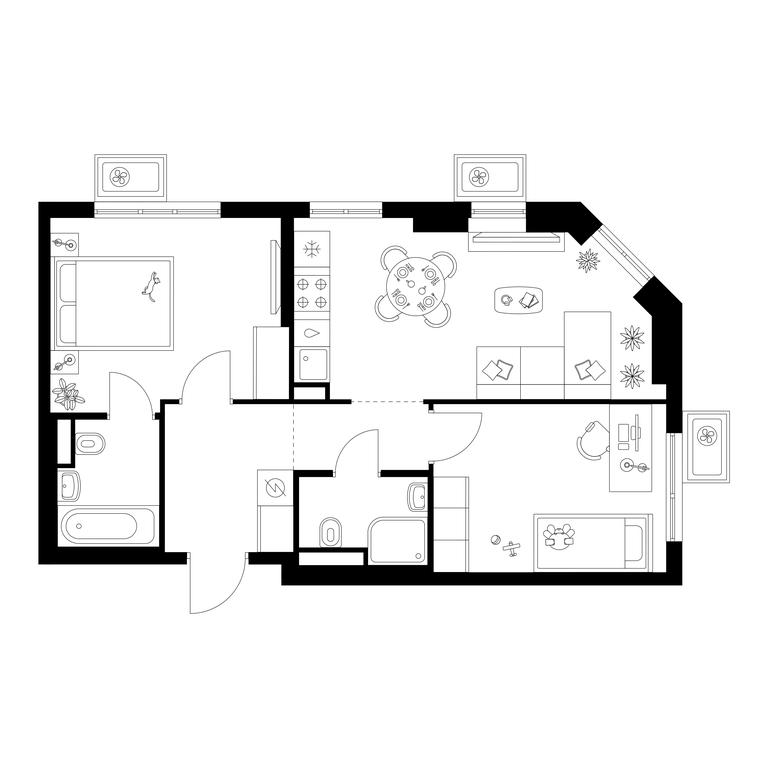 2-BD Apartment Sale, 52.5平方米 at Kavkazskiy Bulvar 51, Kavkazsky Boulevard, 51с3, Moscow, Russia #1