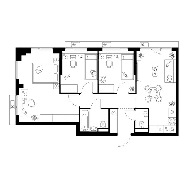 3-BD Apartment Sale, 64.6平方米 at Kavkazskiy Bulvar 51, Kavkazsky Boulevard, 51с3, Moscow, Russia #1
