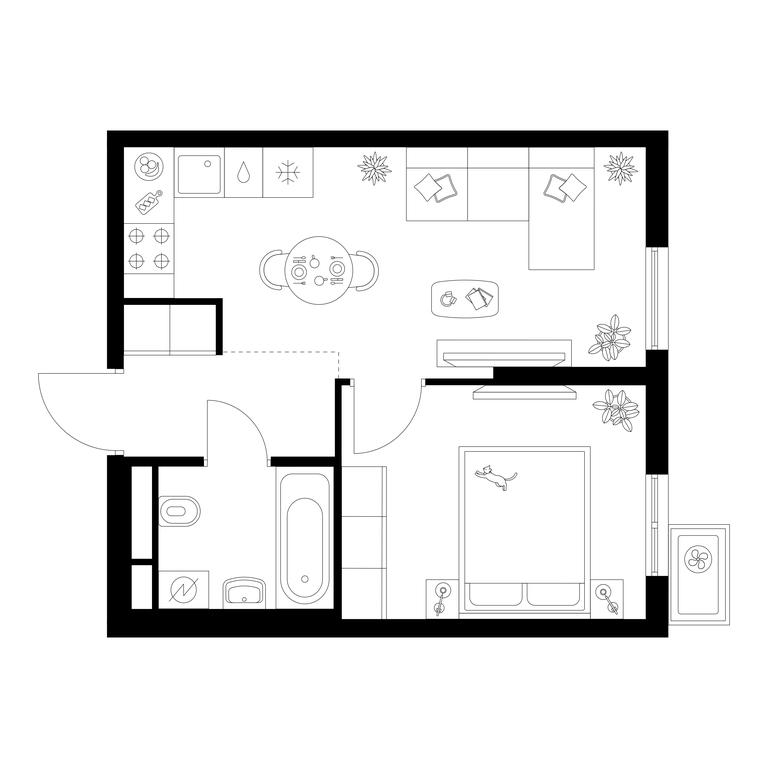 1-BD Apartment Sale, 41.4平方米 at Kavkazskiy Bulvar 51, Kavkazsky Boulevard, 51с3, Moscow, Russia #1