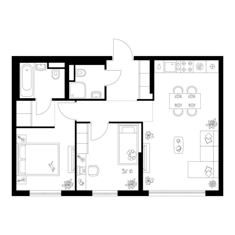 2-BD Apartment Sale, 55.4平方米 at Kavkazskiy Bulvar 51, Kavkazsky Boulevard, 51с3, Moscow, Russia #1