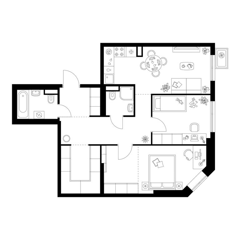 2-BD Apartment Sale, 66.2平方米 at Kavkazskiy Bulvar 51, Kavkazsky Boulevard, 51с3, Moscow, Russia #1