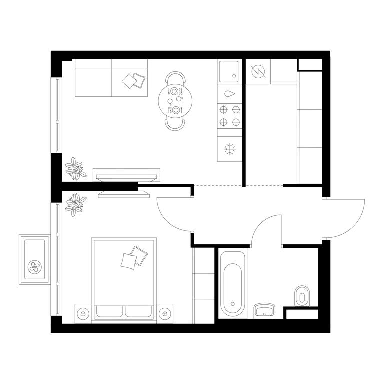 1-BD Apartment Sale, 36.5平方米 at Kavkazskiy Bulvar 51, Kavkazsky Boulevard, 51с3, Moscow, Russia #1