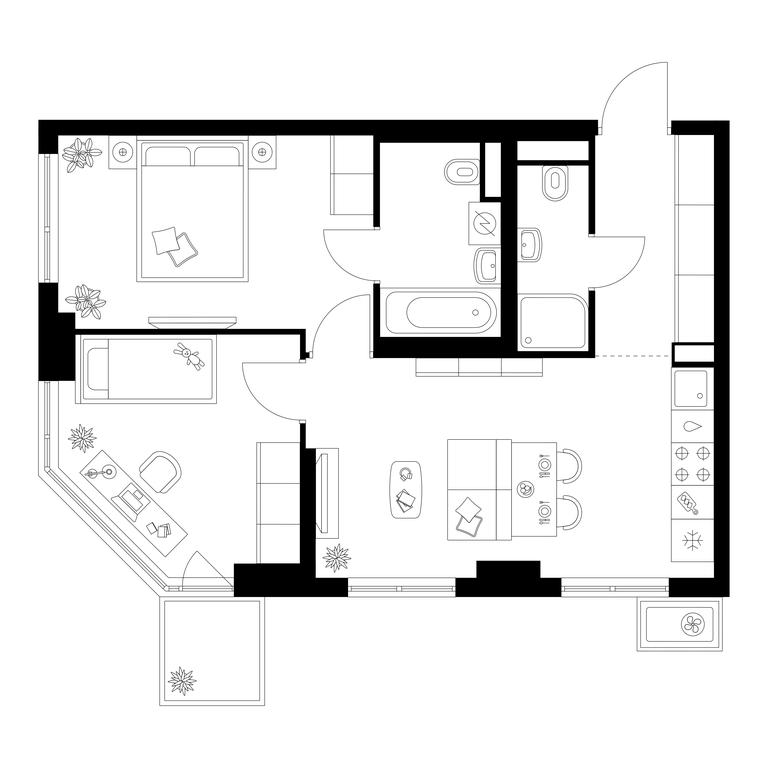2-BD Apartment Sale, 50.7平方米 at Kavkazskiy Bulvar 51, Kavkazsky Boulevard, 51с3, Moscow, Russia #1 2-BD Apartment Sale, 50.7平方米 at Kavkazskiy Bulvar 51, Kavkazsky Boulevard, 51с3, Moscow, Russia #1
