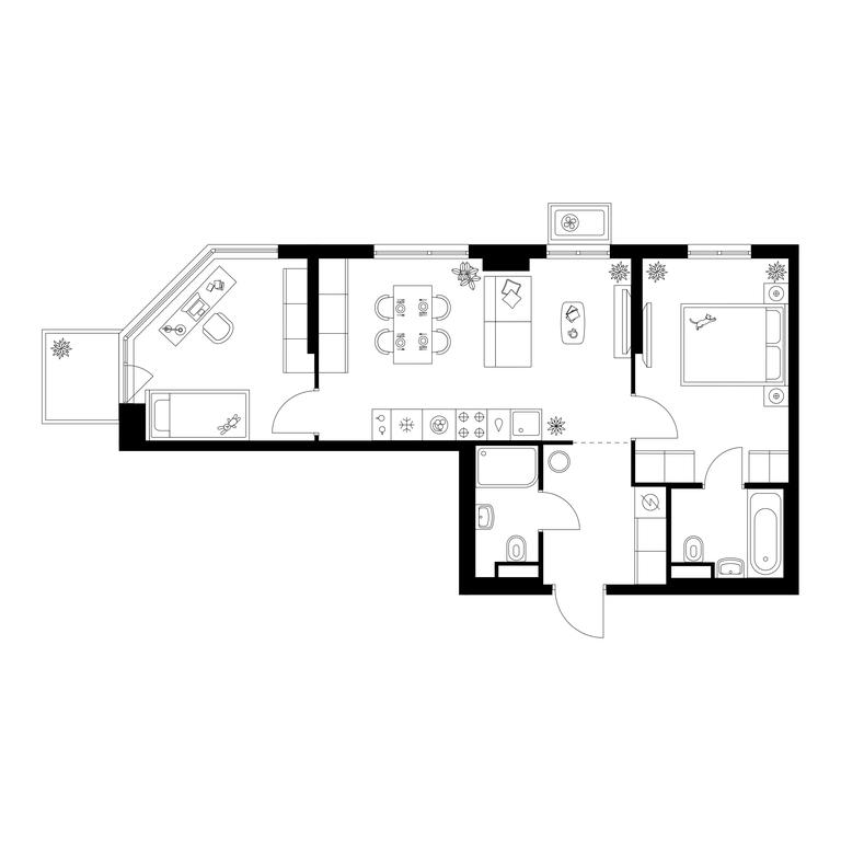 2-BD Apartment Sale, 54.2 sq. m. at Kavkazskiy Bulvar 51, Kavkazsky Boulevard, 51с3, Moscow, Russia #1