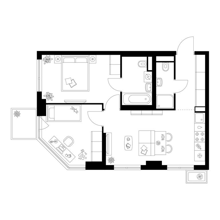 2-BD Apartment Sale, 50.8平方米 at Kavkazskiy Bulvar 51, Kavkazsky Boulevard, 51с3, Moscow, Russia #1