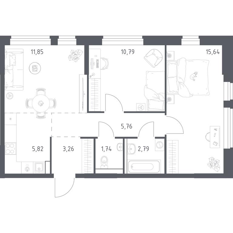 1-BD Apartment Sale, 57.65 sq. m. at Prigorod Lesnoe, Molodyozhny bulvar, 6, derevnya Misaylovo, Leninskiy City District, Moscow Region, Russia #1 1-BD Apartment Sale, 57.65 sq. m. at Prigorod Lesnoe, Molodyozhny bulvar, 6, derevnya Misaylovo, Leninskiy City District, Moscow Region, Russia #1