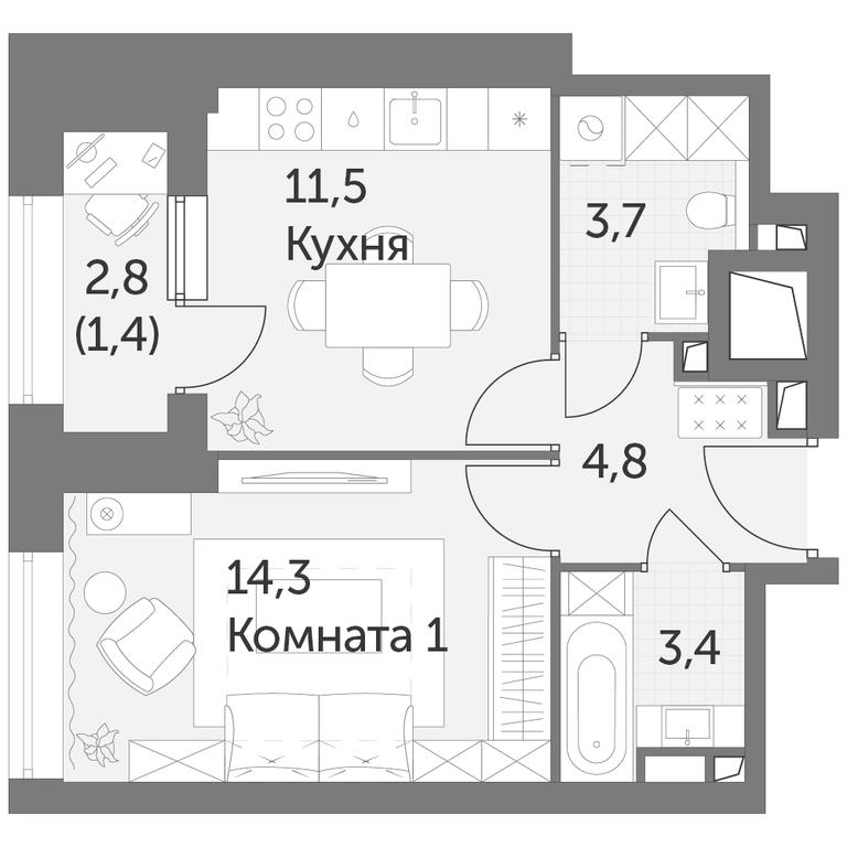 1-BD Apartment Sale, 39.1 sq. m. at Rezhisser, Vilgelma Pika Street, 3, Moscow, Russia #1 1-BD Apartment Sale, 39.1 sq. m. at Rezhisser, Vilgelma Pika Street, 3, Moscow, Russia #1