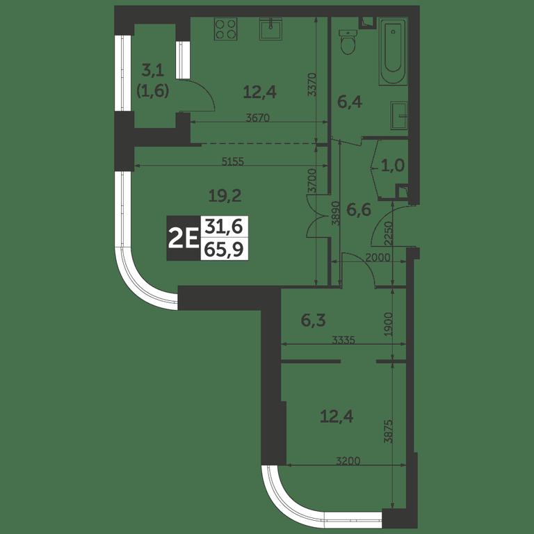 2-BD Apartment Sale, 65.9平方米 at Rezhisser, Vilgelma Pika Street, 3, Moscow, Russia #2