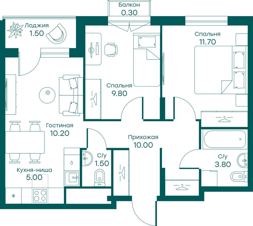 2-BD Apartment Sale, 53.8平方米 at Ravnovesie, zhiloy kompleks Ravnovesiye, selo Perkhushkovo, Odintsovskiy City District, Moscow Region, Russia #1 2-BD Apartment Sale, 53.8平方米 at Ravnovesie, zhiloy kompleks Ravnovesiye, selo Perkhushkovo, Odintsovskiy City District, Moscow Region, Russia #1