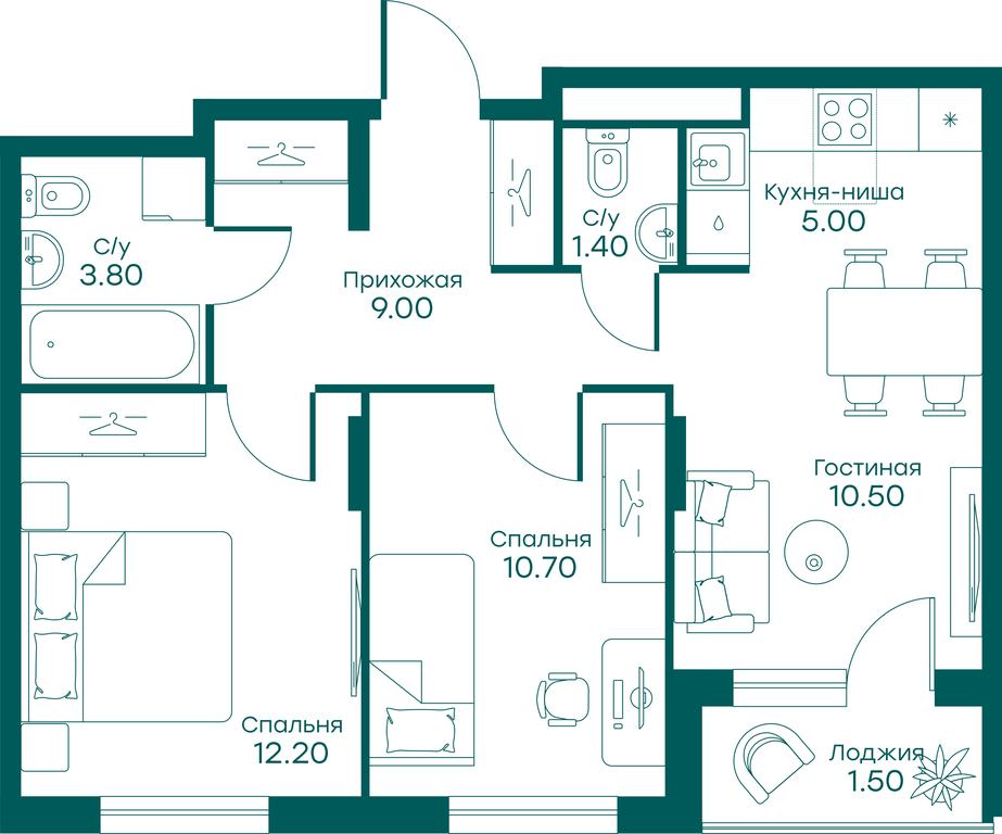 2-BD Apartment Sale, 54.1 sq. m. at Ravnovesie, zhiloy kompleks Ravnovesiye, selo Perkhushkovo, Odintsovskiy City District, Moscow Region, Russia #1 2-BD Apartment Sale, 54.1 sq. m. at Ravnovesie, zhiloy kompleks Ravnovesiye, selo Perkhushkovo, Odintsovskiy City District, Moscow Region, Russia #1