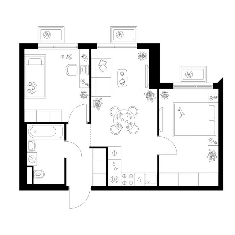 2-BD Apartment Sale, 46.4 sq. m. at Kavkazskiy Bulvar 51, Kavkazsky Boulevard, 51с3, Moscow, Russia #1
