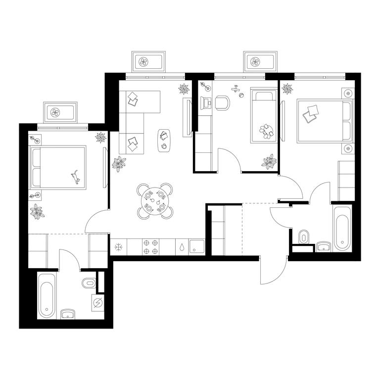 3-BD Apartment Sale, 67.5平方米 at Kavkazskiy Bulvar 51, Kavkazsky Boulevard, 51с3, Moscow, Russia #1