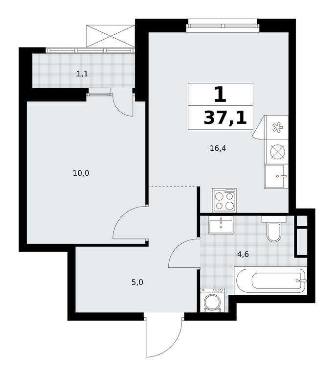 Apartment Sale, 37.1 sq. m. at Yzhnye Sady, Yuzhnye Sady Residential Complex, Moscow, Russia #1