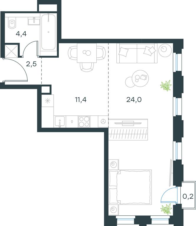 Apartment Sale, 42.5平方米 at Level Seligerskaya, Ilmenskiy Drive, 12, Moscow, Russia #1 Apartment Sale, 42.5平方米 at Level Seligerskaya, Ilmenskiy Drive, 12, Moscow, Russia #1