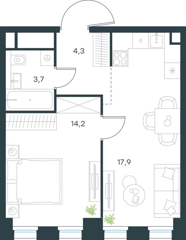 Apartment Sale, 40.1平方米 at Level Seligerskaya, Ilmenskiy Drive, 12, Moscow, Russia #1