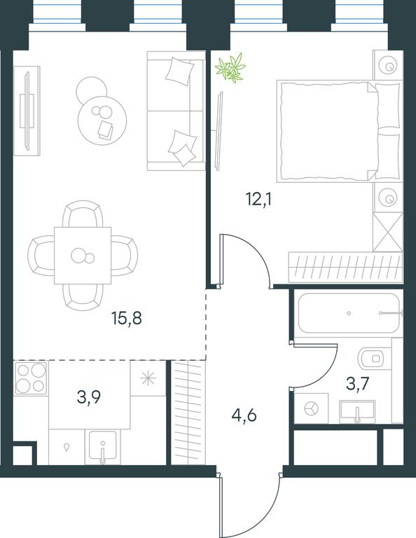 1-BD Apartment Sale, 40.1 sq. m. at Level Seligerskaya, Ilmenskiy Drive, 12, Moscow, Russia #1