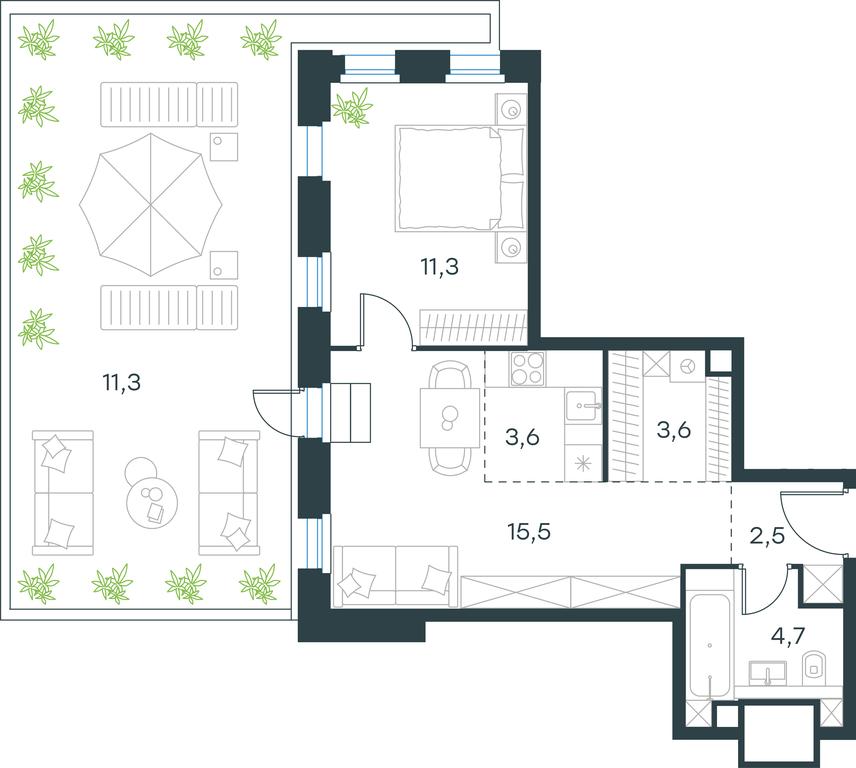 1-BD Apartment Sale, 42.7 sq. m. at Level Seligerskaya, Ilmenskiy Drive, 12, Moscow, Russia #1