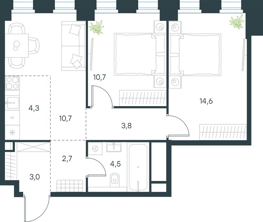 2-BD Apartment Sale, 54.3 sq. m. at Level Seligerskaya, Ilmenskiy Drive, 12, Moscow, Russia #1 2-BD Apartment Sale, 54.3 sq. m. at Level Seligerskaya, Ilmenskiy Drive, 12, Moscow, Russia #1