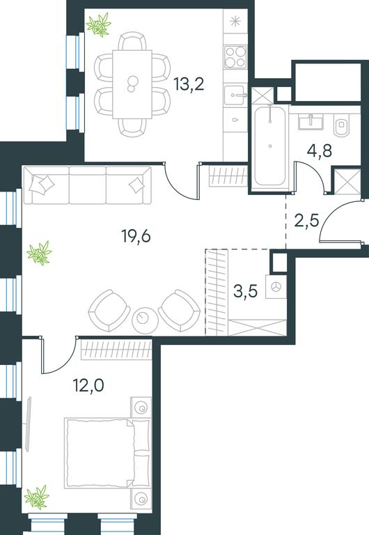 1-BD Apartment Sale, 55.6 sq. m. at Level Seligerskaya, Ilmenskiy Drive, 12, Moscow, Russia #1