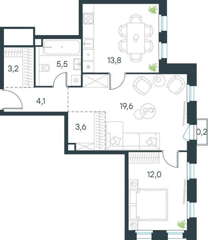 1-BD Apartment Sale, 62 sq. m. at Level Seligerskaya, Ilmenskiy Drive, 12, Moscow, Russia #1
