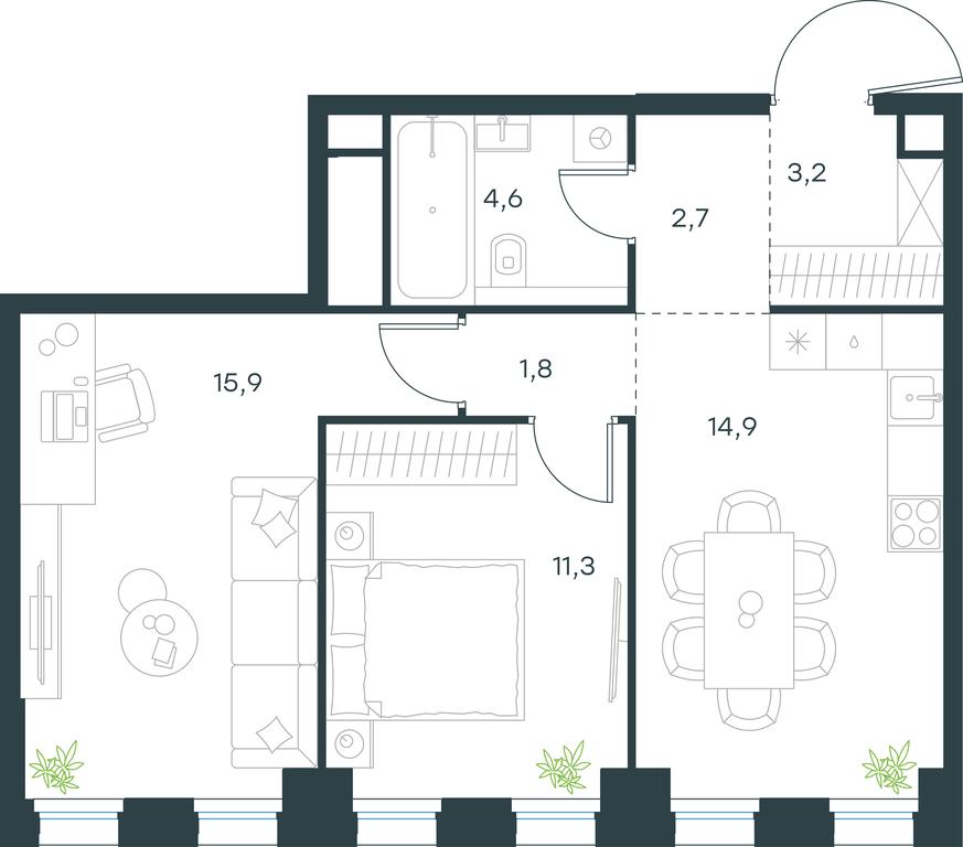 1-BD Apartment Sale, 54.4 sq. m. at Level Seligerskaya, Ilmenskiy Drive, 12, Moscow, Russia #1