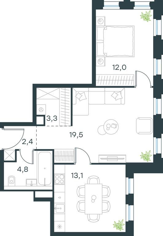 1-BD Apartment Sale, 55.1 sq. m. at Level Seligerskaya, Ilmenskiy Drive, 12, Moscow, Russia #1 1-BD Apartment Sale, 55.1 sq. m. at Level Seligerskaya, Ilmenskiy Drive, 12, Moscow, Russia #1