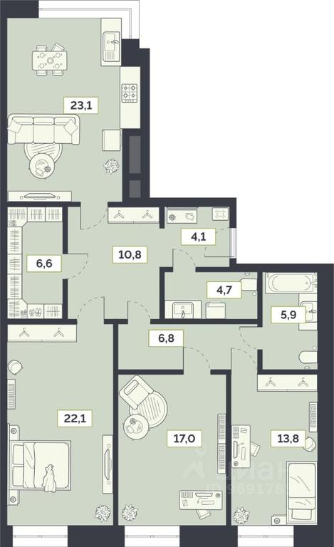 2-BD Apartment Sale, 114.9平方米 at Laym, Staroalekseyevskaya Street, 5А, Moscow, Russia #1 2-BD Apartment Sale, 114.9平方米 at Laym, Staroalekseyevskaya Street, 5А, Moscow, Russia #1