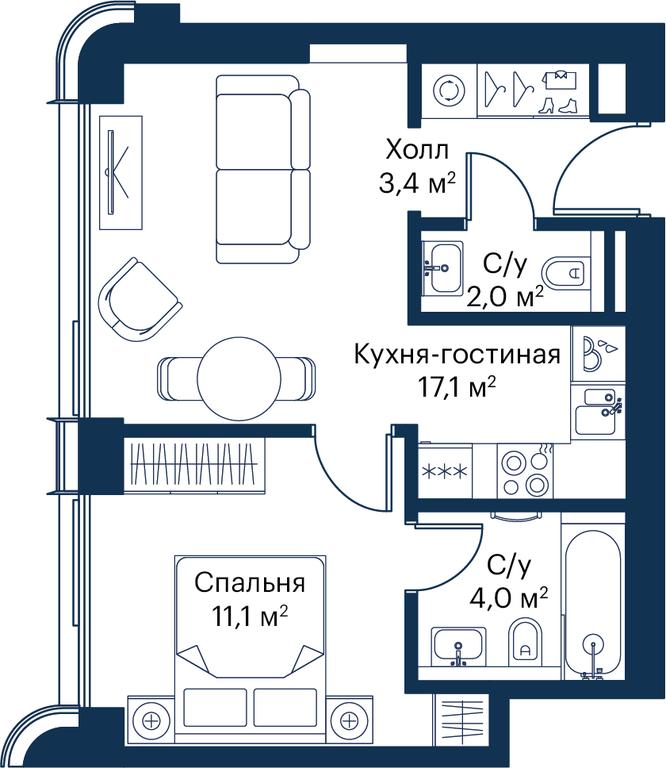 1-BD Apartment Sale, 37.55平方米 at City Bay, Volokolamskoye Highway, 95с3, Moscow, Russia #1 1-BD Apartment Sale, 37.55平方米 at City Bay, Volokolamskoye Highway, 95с3, Moscow, Russia #1