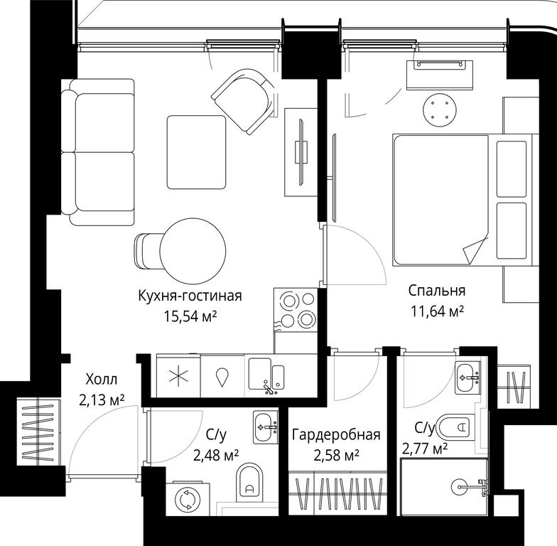 Продажа 1-комн. квартиры, 37,14 м² в ЖК «Сити Бэй (City Bay)», Волоколамское шоссе, 95с3, Москва, Россия #3