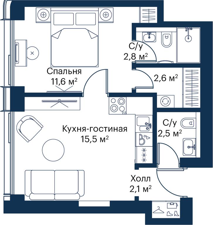 1-BD Apartment Sale, 37.14 sq. m. at City Bay, Volokolamskoye Highway, 95с3, Moscow, Russia #1 1-BD Apartment Sale, 37.14 sq. m. at City Bay, Volokolamskoye Highway, 95с3, Moscow, Russia #1
