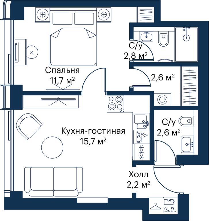 1-BD Apartment Sale, 37.64 sq. m. at City Bay, Volokolamskoye Highway, 95с3, Moscow, Russia #1 1-BD Apartment Sale, 37.64 sq. m. at City Bay, Volokolamskoye Highway, 95с3, Moscow, Russia #1