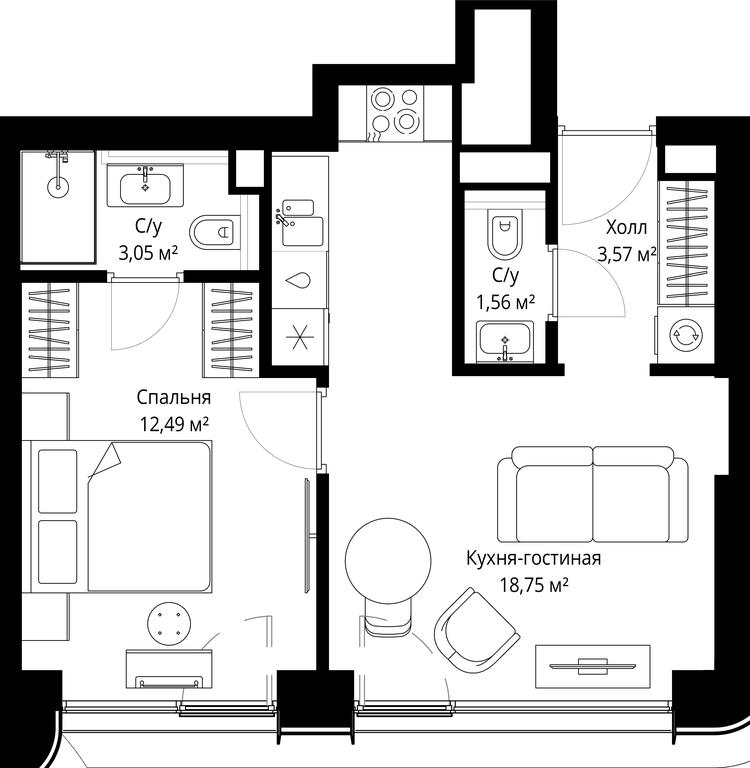 Продажа 1-комн. квартиры, 39,42 м² в ЖК «Сити Бэй (City Bay)», Волоколамское шоссе, 95с3, Москва, Россия #2