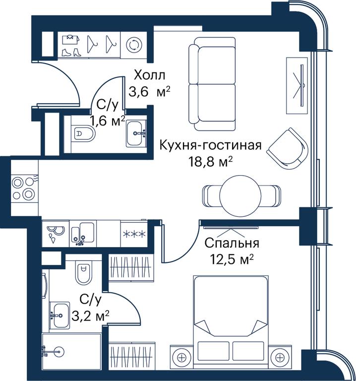 1-BD Apartment Sale, 39.58 sq. m. at City Bay, Volokolamskoye Highway, 95с3, Moscow, Russia #1 1-BD Apartment Sale, 39.58 sq. m. at City Bay, Volokolamskoye Highway, 95с3, Moscow, Russia #1