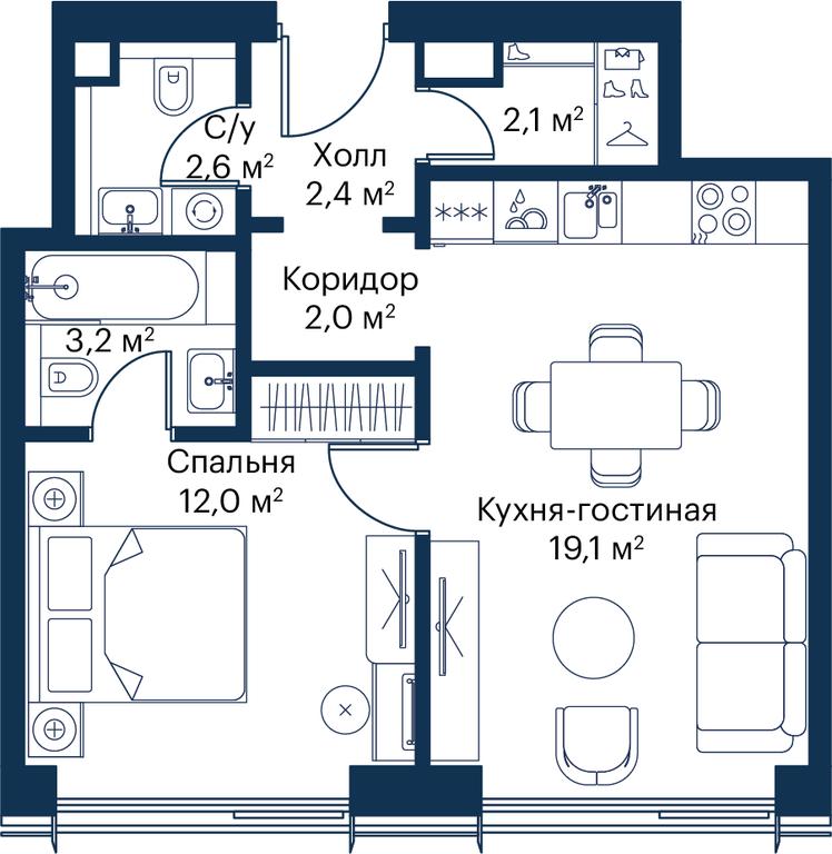 1-BD Apartment Sale, 43.32 sq. m. at City Bay, Volokolamskoye Highway, 95с3, Moscow, Russia #1 1-BD Apartment Sale, 43.32 sq. m. at City Bay, Volokolamskoye Highway, 95с3, Moscow, Russia #1