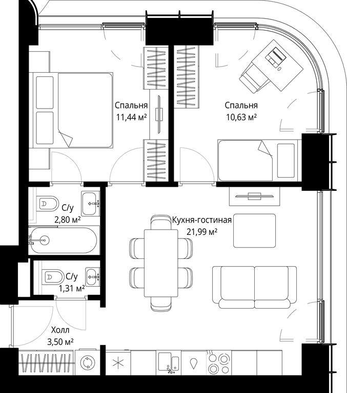 Продажа 2-комн. квартиры, 51,67 м² в ЖК «Сити Бэй (City Bay)», Волоколамское шоссе, 95с3, Москва, Россия #2 Продажа 2-комн. квартиры, 51,67 м² в ЖК «Сити Бэй (City Bay)», Волоколамское шоссе, 95с3, Москва, Россия #2
