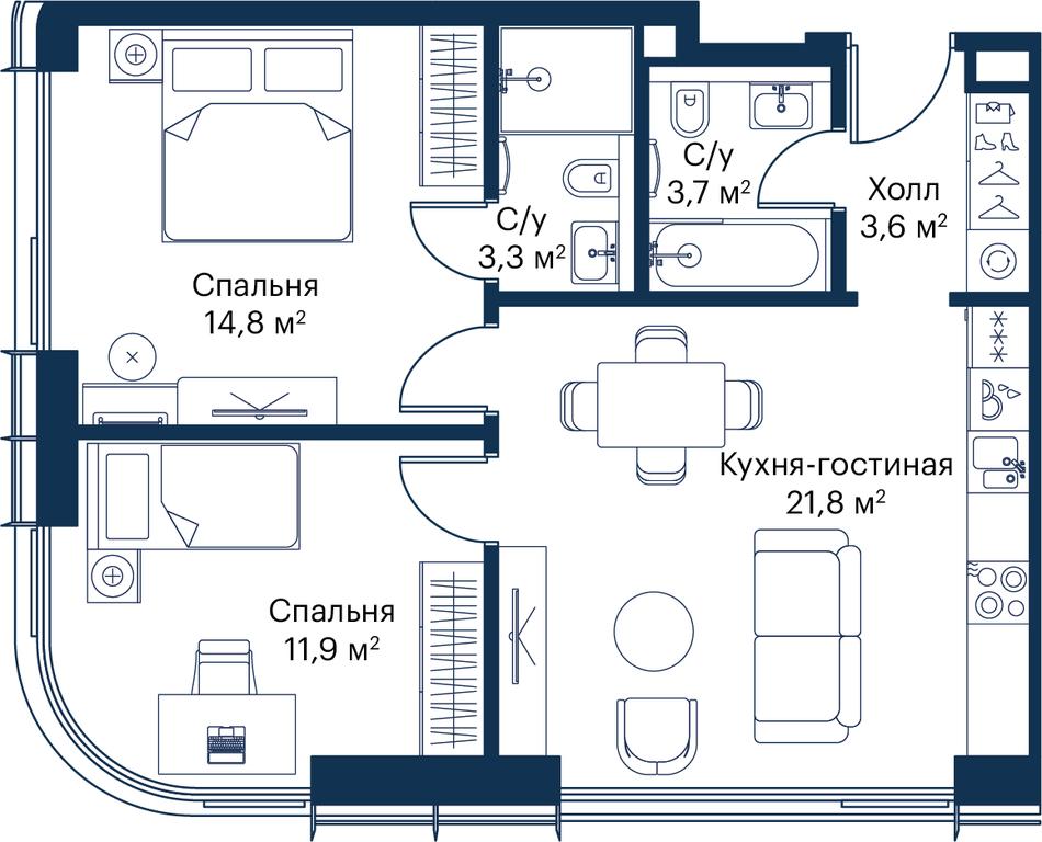 2-BD Apartment Sale, 59.1 sq. m. at City Bay, Volokolamskoye Highway, 95с3, Moscow, Russia #1 2-BD Apartment Sale, 59.1 sq. m. at City Bay, Volokolamskoye Highway, 95с3, Moscow, Russia #1
