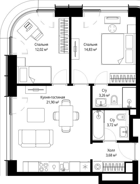 Продажа 2-комн. квартиры, 59,41 м² в ЖК «Сити Бэй (City Bay)», Волоколамское шоссе, 95с3, Москва, Россия #2 Продажа 2-комн. квартиры, 59,41 м² в ЖК «Сити Бэй (City Bay)», Волоколамское шоссе, 95с3, Москва, Россия #2