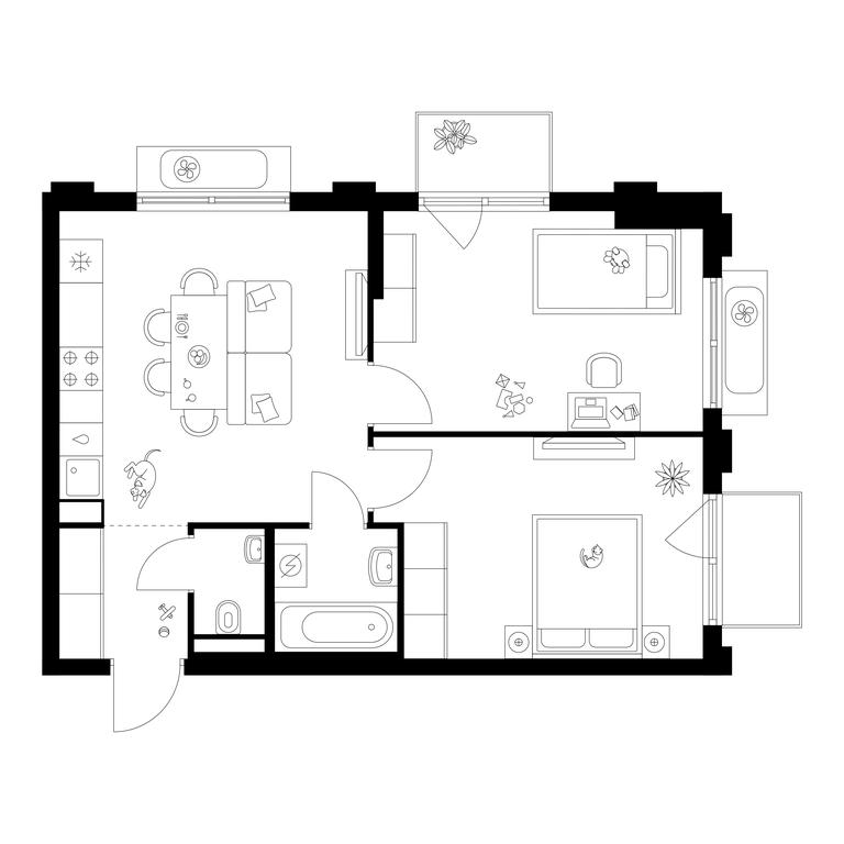 2-BD Apartment Sale, 53.6平方米 at Ilinskie Luga, Zapovednaya Street, 1, posyolok Ilyinskoye-Usovo, Krasnogorsk City District, Moscow Region, Russia #1