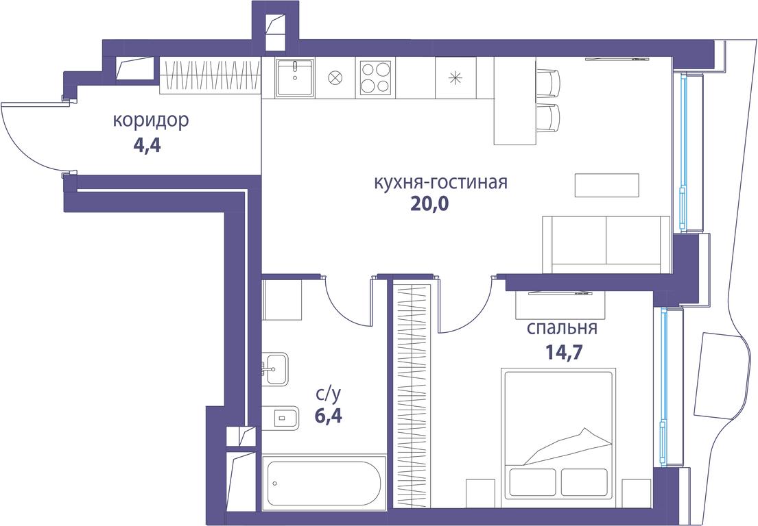 Продажа 1-комн. квартиры, 42,6 м² в ЖК «Символ», проезд Невельского, 6к1, Москва, Россия #1 Продажа 1-комн. квартиры, 42,6 м² в ЖК «Символ», проезд Невельского, 6к1, Москва, Россия #1