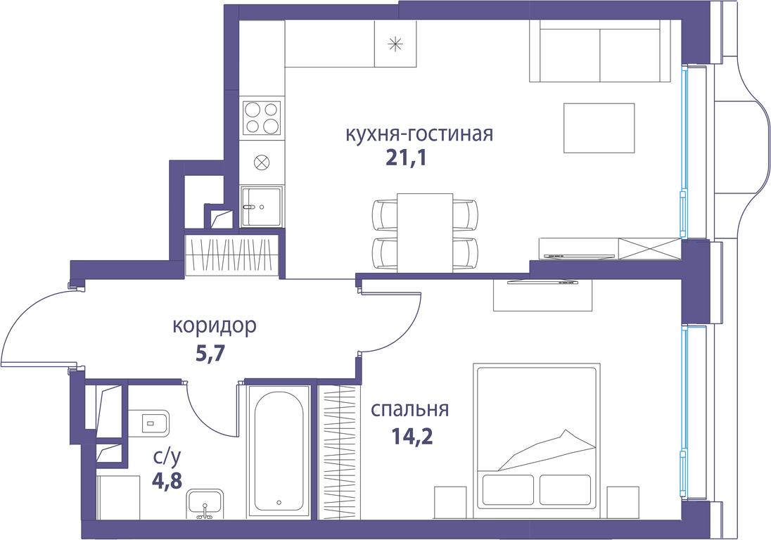 Продажа 1-комн. квартиры, 45,8 м² в ЖК «Символ», проезд Невельского, 6к1, Москва, Россия #2 Продажа 1-комн. квартиры, 45,8 м² в ЖК «Символ», проезд Невельского, 6к1, Москва, Россия #2