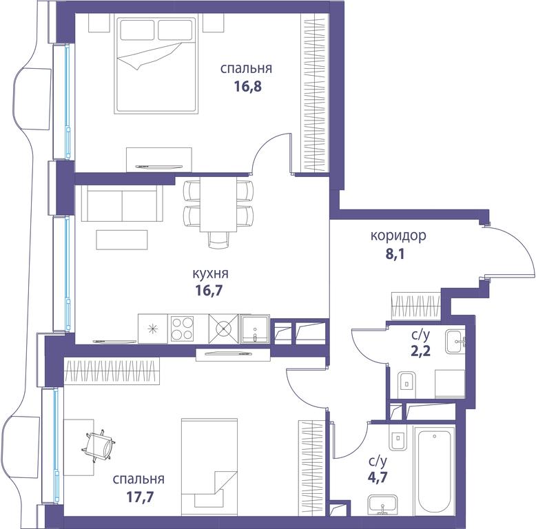 Продажа 1-комн. квартиры, 45,8 м² в ЖК «Символ», проезд Невельского, 6к1, Москва, Россия #1 Продажа 1-комн. квартиры, 45,8 м² в ЖК «Символ», проезд Невельского, 6к1, Москва, Россия #1