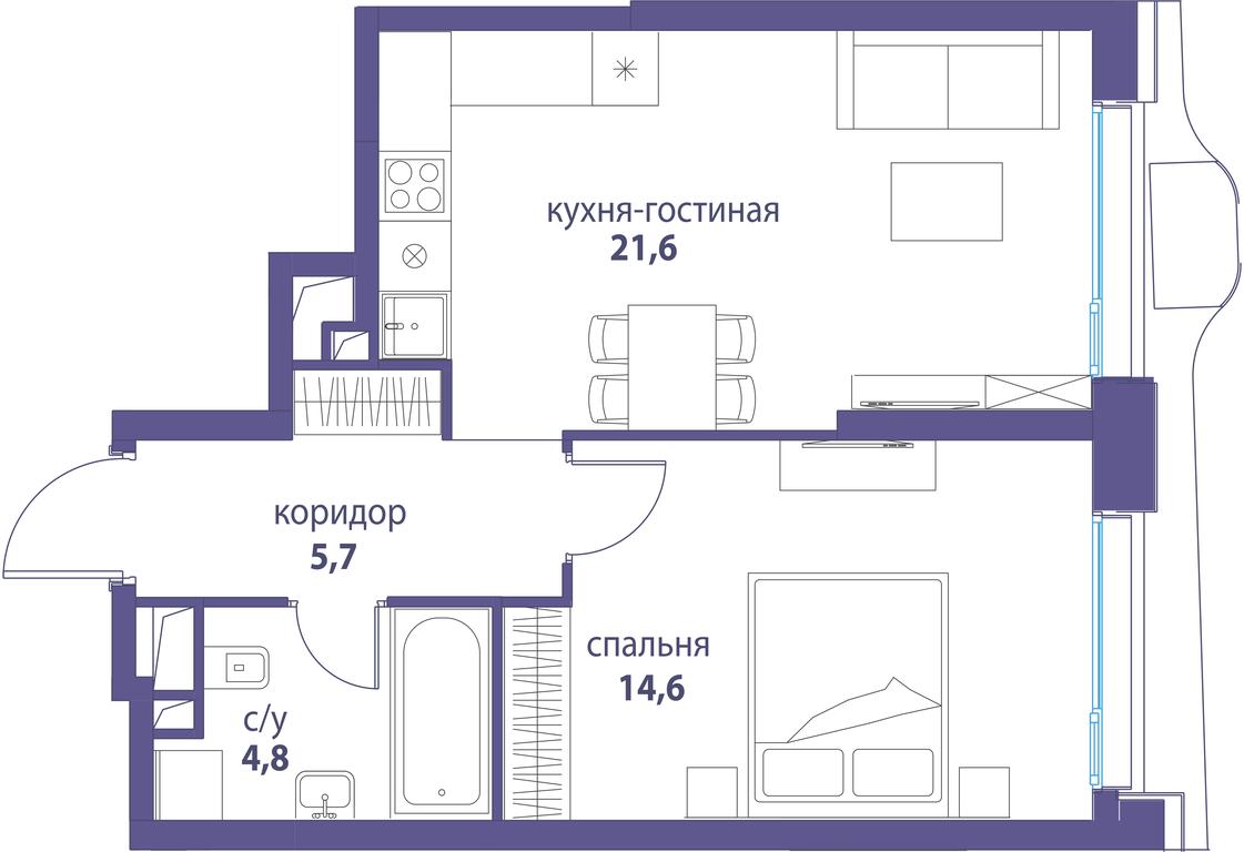 Продажа 1-комн. квартиры, 46,7 м² в ЖК «Символ», проезд Невельского, 6к1, Москва, Россия #2 Продажа 1-комн. квартиры, 46,7 м² в ЖК «Символ», проезд Невельского, 6к1, Москва, Россия #2